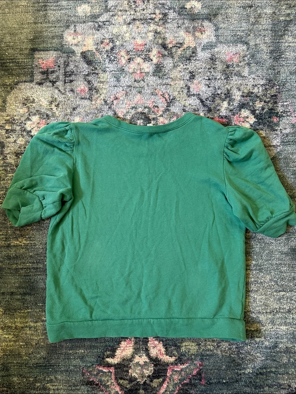 LOFT Women’s Medium Green Puff Sleeve Blouse Like New!